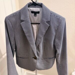 Ann Taylor Women's Blue Houndstooth Blazer